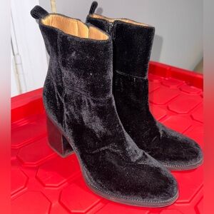 Franco Sarto Black Velvet Heeled Boots